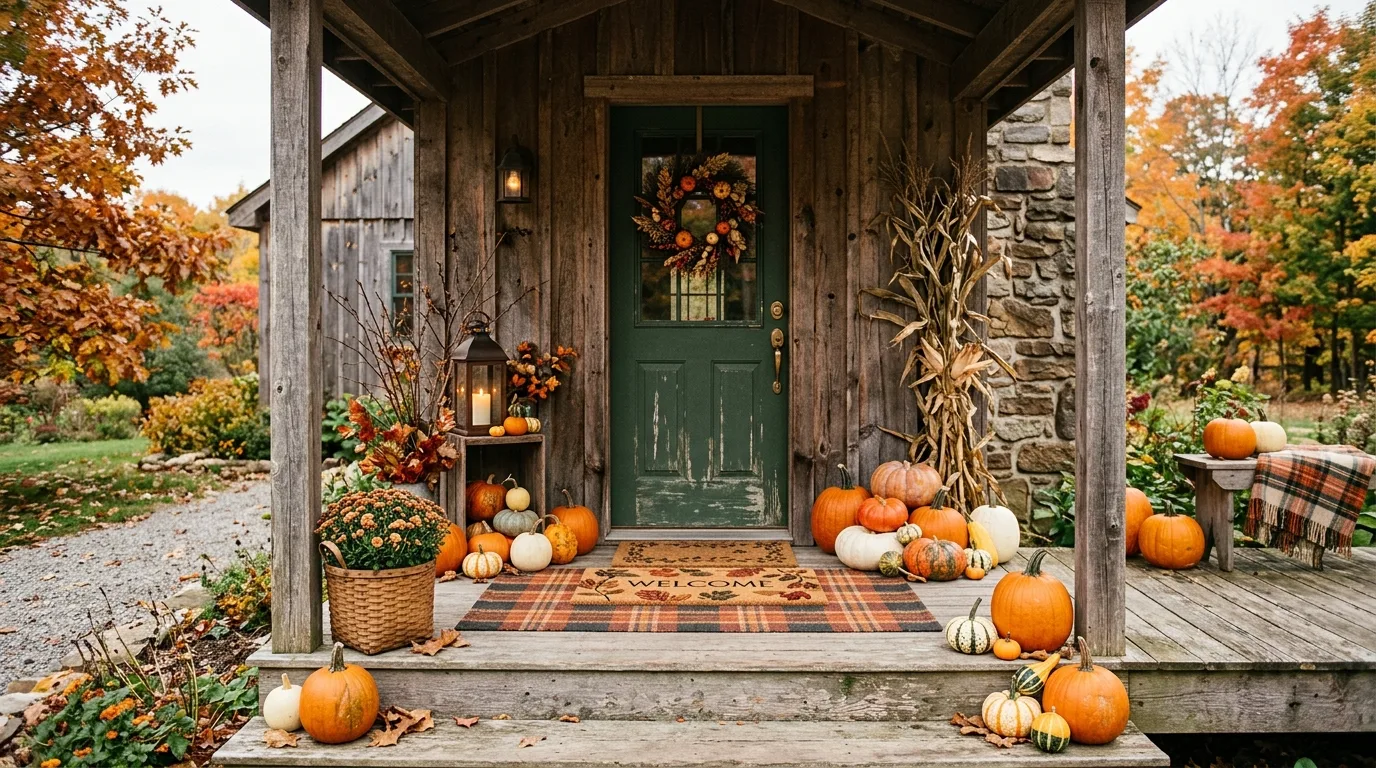 Bring in corn stalks or branches with restraint inspiration for a fall porch.